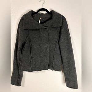 Free People 100% Lambs Wool Sweater/Jacket With Inner Double Breasted Snaps